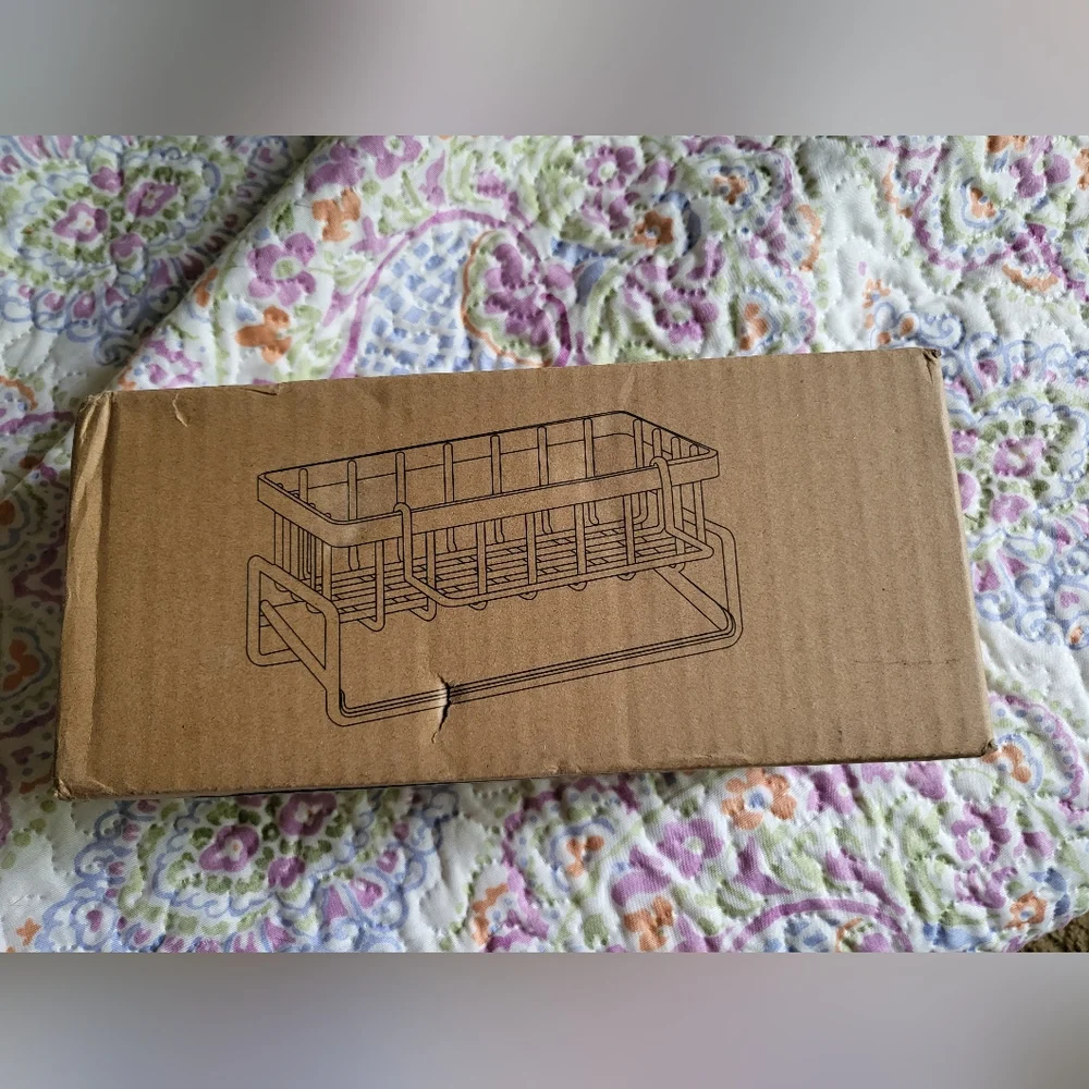 Gray Dish Drying Rack And Sponge Holder